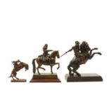 Three Franklin Mint bronze figures,