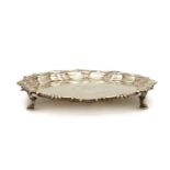 A George II silver card tray,