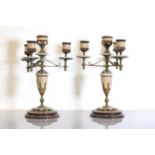 A pair of Doulton Lambeth stoneware candelabra,