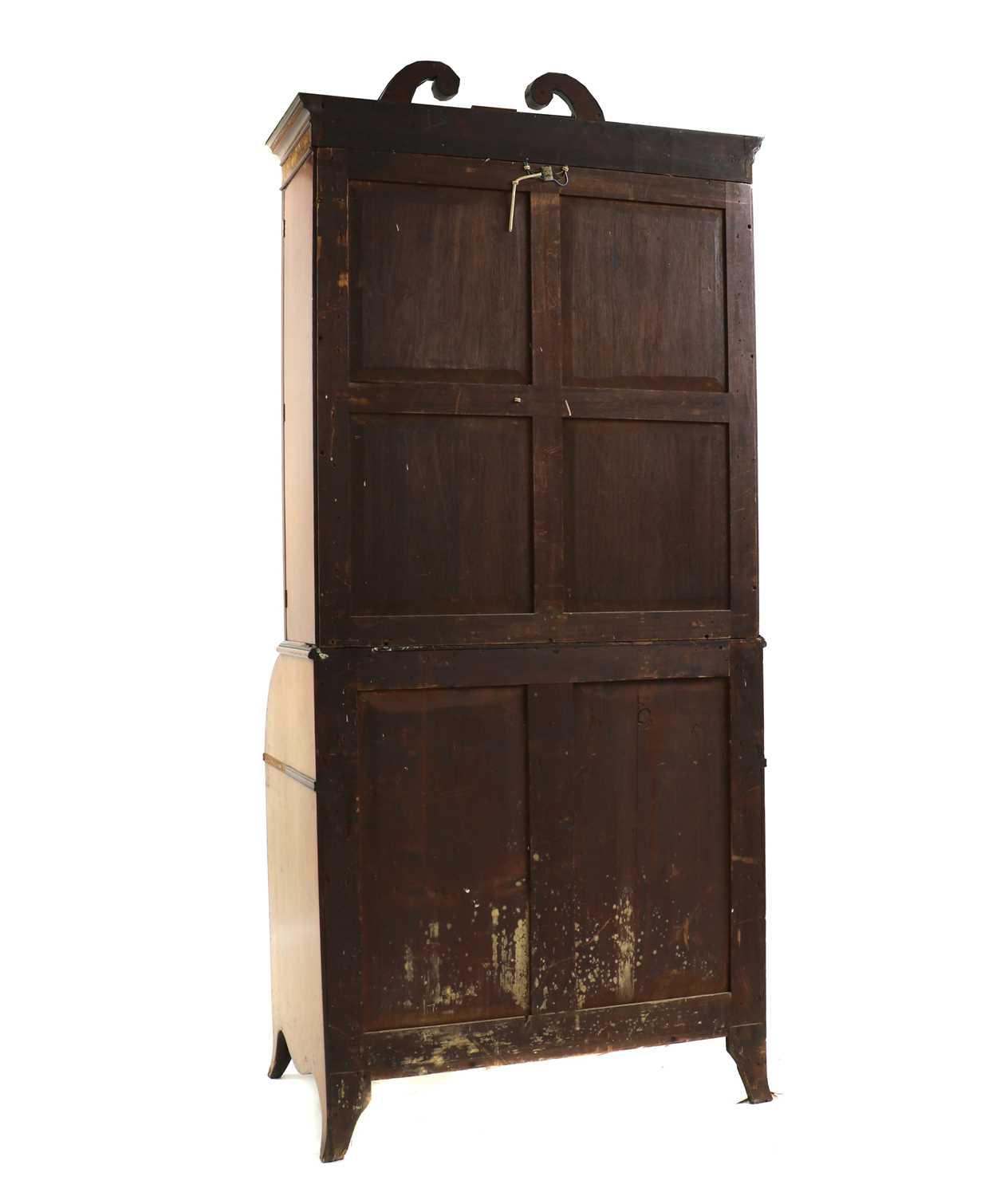 An Edwardian painted satinwood bureau bookcase, - Image 2 of 3