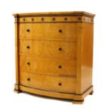 A Biedermeier style birds eye maple chest of drawers,