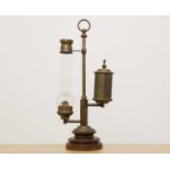 A brass Argand student lamp,