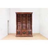 A walnut library bookcase,