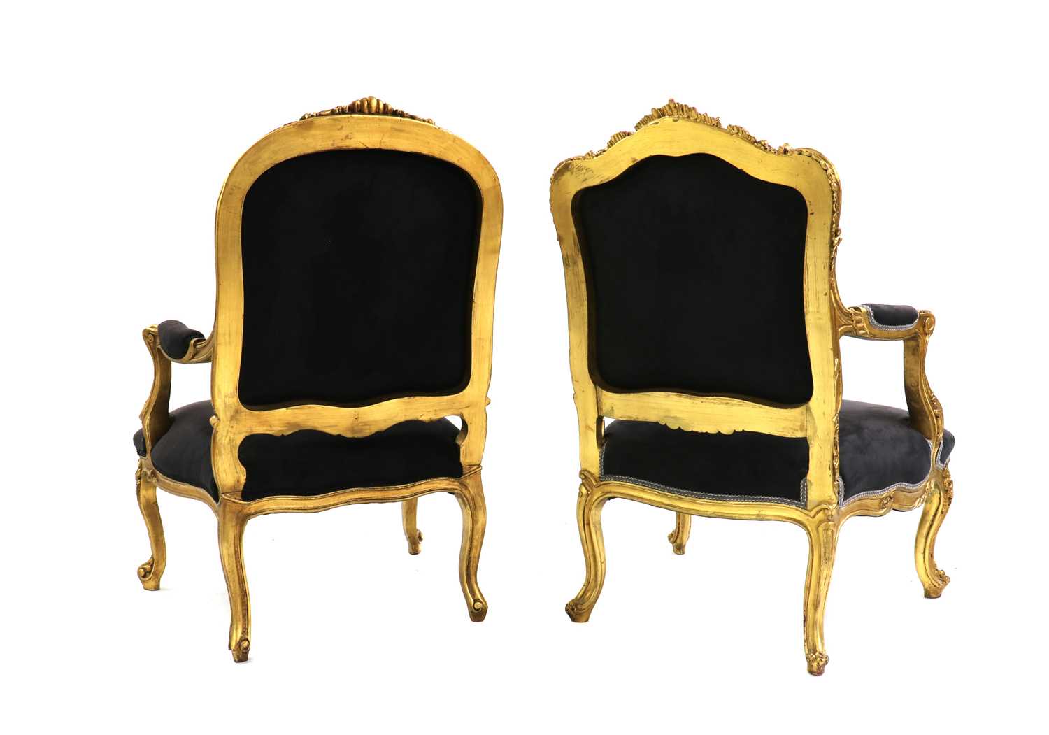 A near pair of giltwood armchairs, - Image 2 of 6