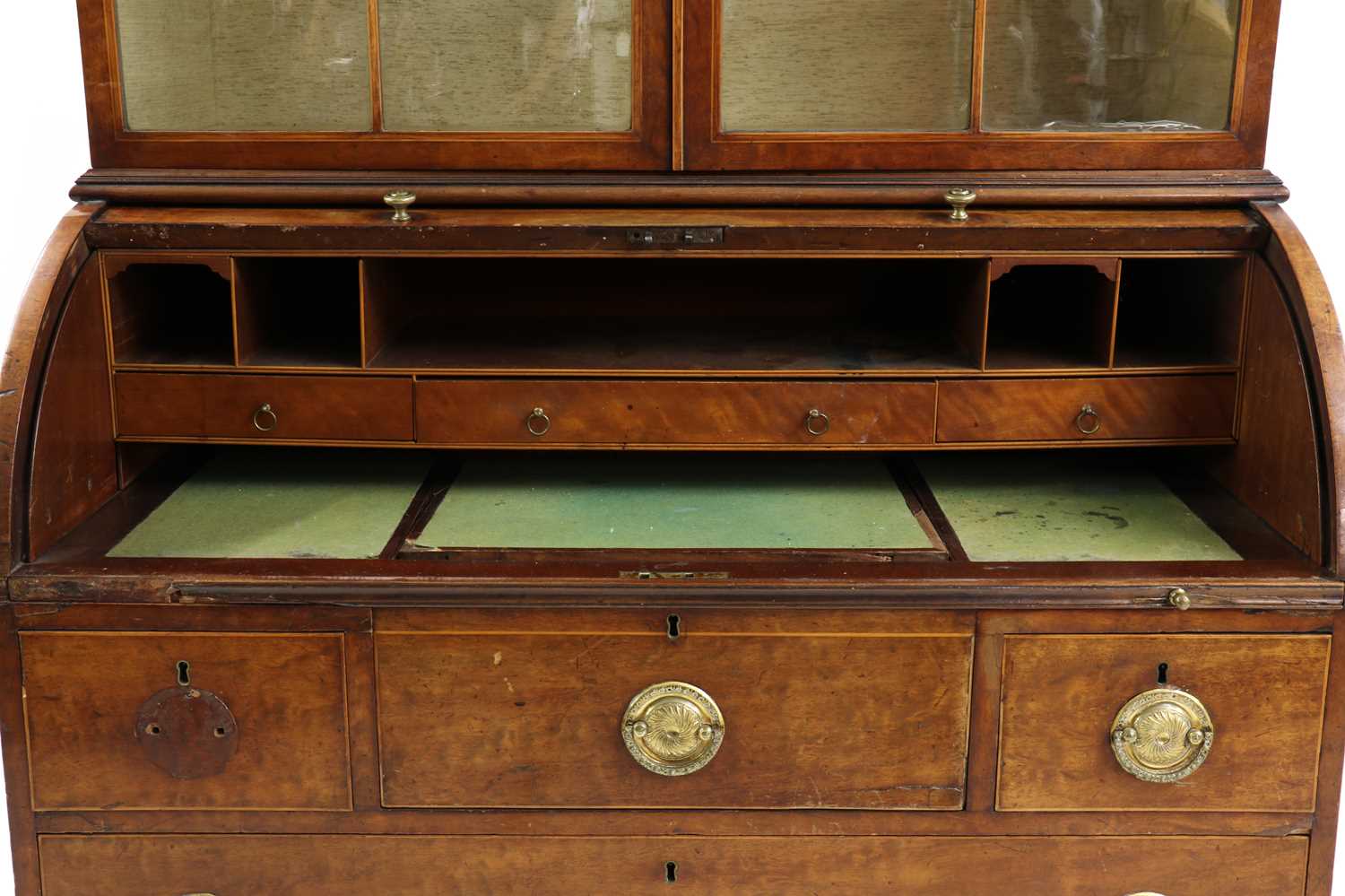 An Edwardian painted satinwood bureau bookcase, - Image 3 of 3