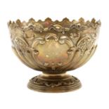 A large silver punch bowl,