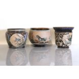 Three Doulton Lambeth stoneware jardinières,