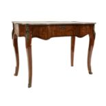 A Louis XV-style walnut and marquetry bureau plat,