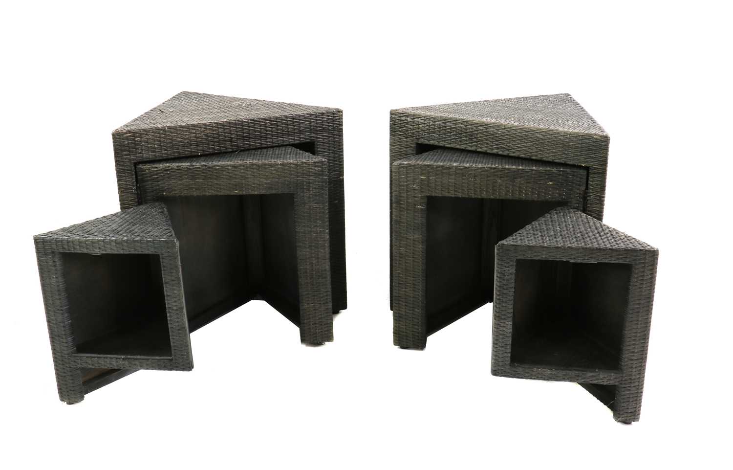 A pair of stained rattan occasional tables, - Image 2 of 5