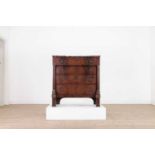 A French mahogany and marble topped commode chest,