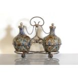 A Doulton Lambeth stoneware double cruet set,