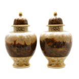 A pair of Dresden porcelain urns,