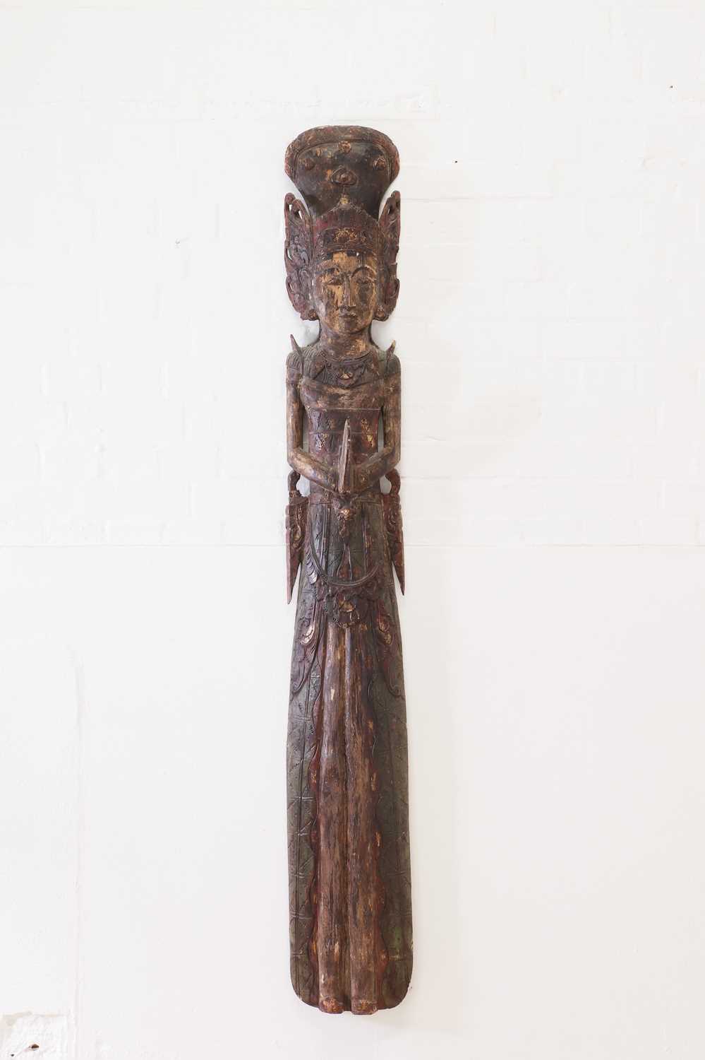 A polychrome painted carved wood figure, - Image 2 of 6