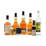 A collection of whiskies and spirits,