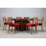 An Art Deco mahogany extending dining table,