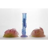 A pair of Daum Pate De Verre glass candle holders