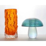 A Whitefriars Tangerine glass Bark vase,