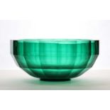 A Moser green glass bowl,