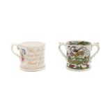 A Victorian Staffordshire pottery twin-handled mug,