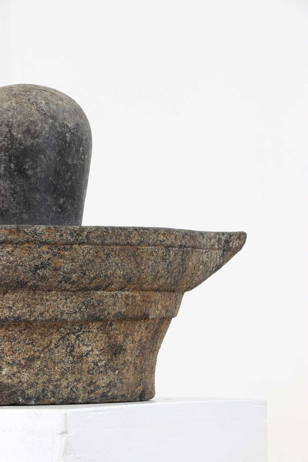 A carved granite lingam and yoni, - Image 6 of 7