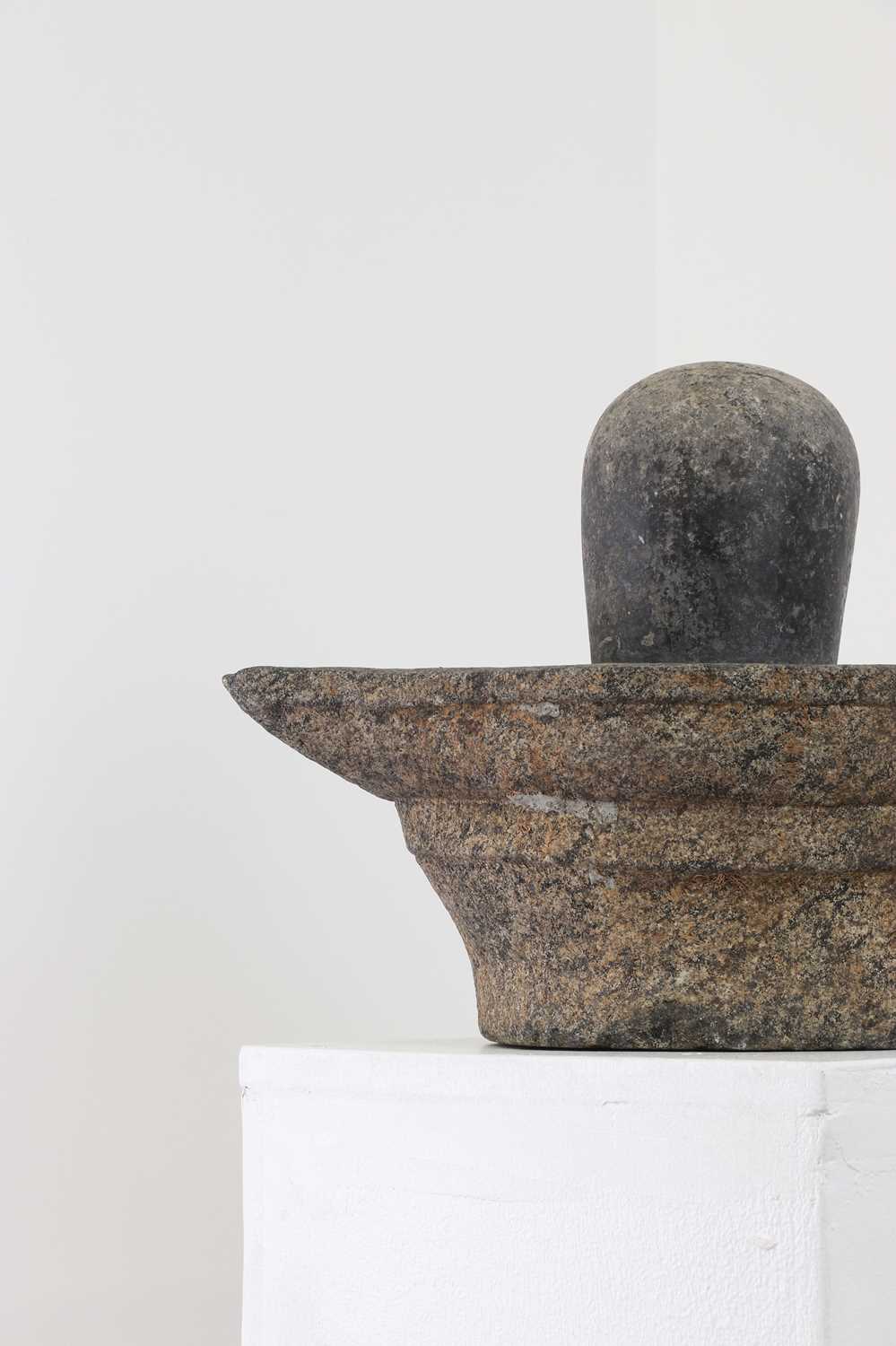 A carved granite lingam and yoni, - Image 3 of 7