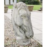 A reconstituted stone horses head