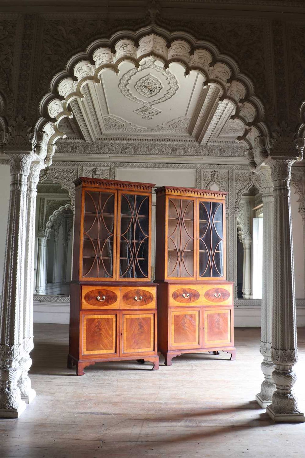 ☘ A pair of late George III satinwood secretaire cabinets, - Image 11 of 14