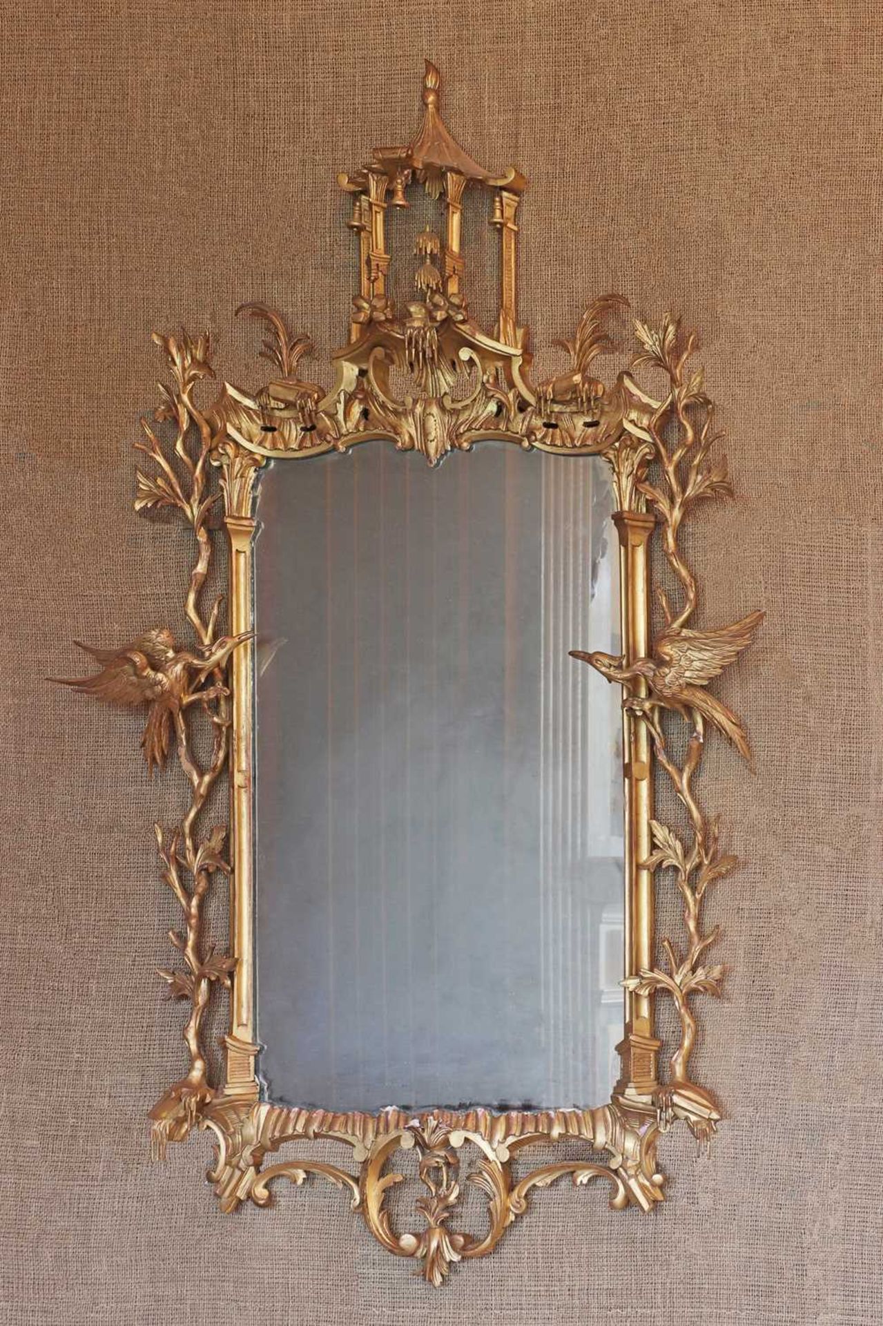 ☘ A giltwood mirror in the manner of Thomas Chippendale,