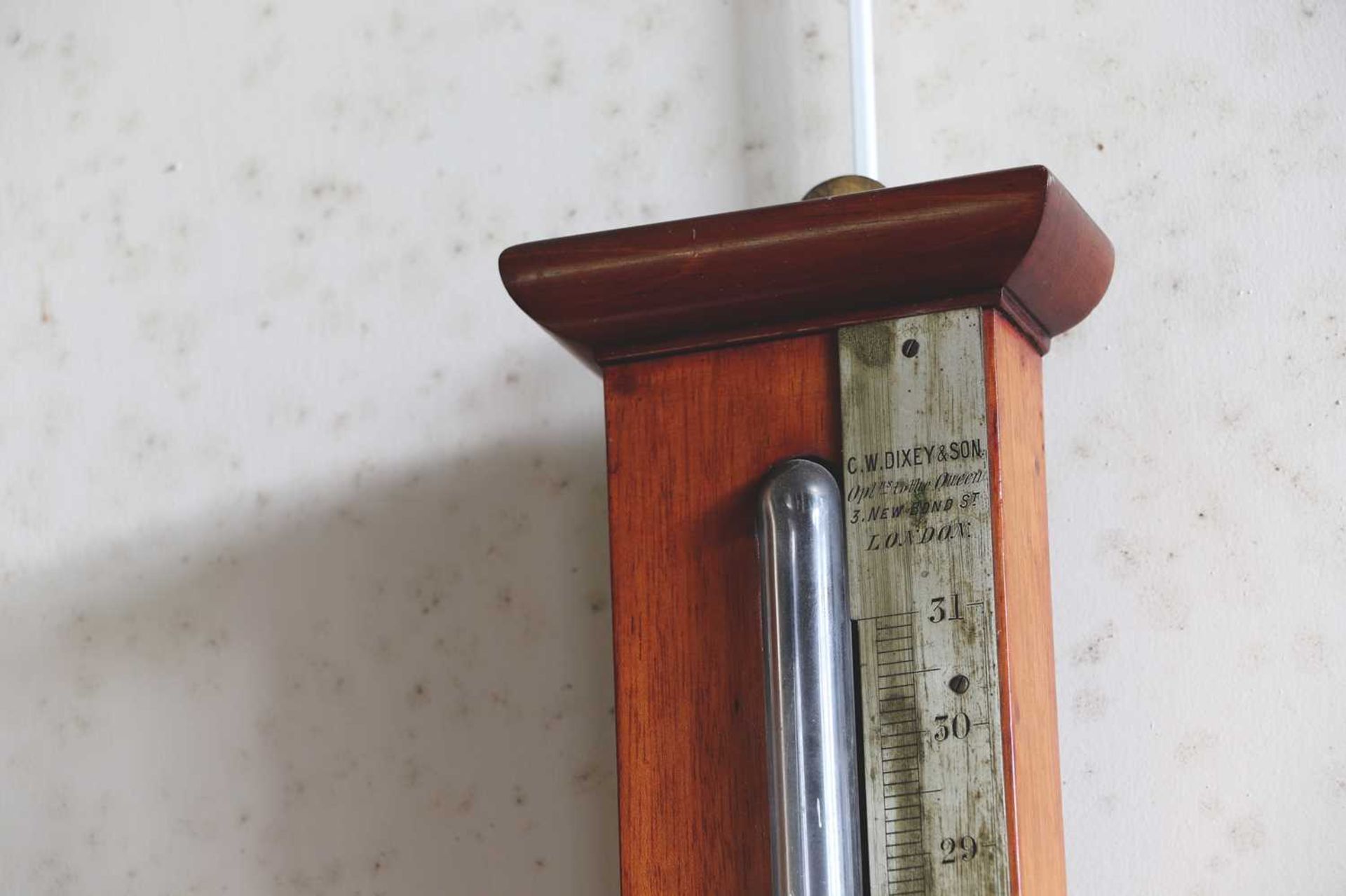 ☘ A walnut-framed stick barometer by C W Dixey & Son, - Image 3 of 8