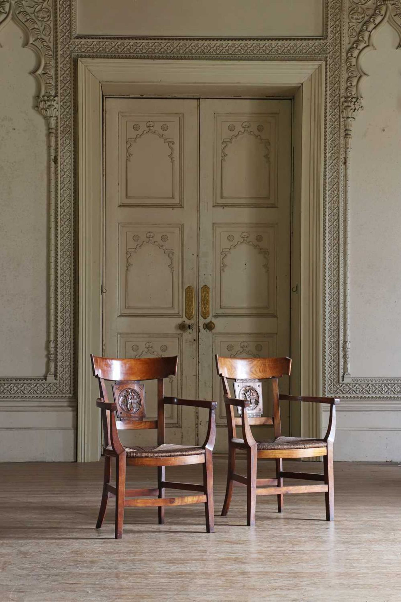☘ A set of four Biedermeier walnut bar-back armchairs, - Bild 3 aus 26
