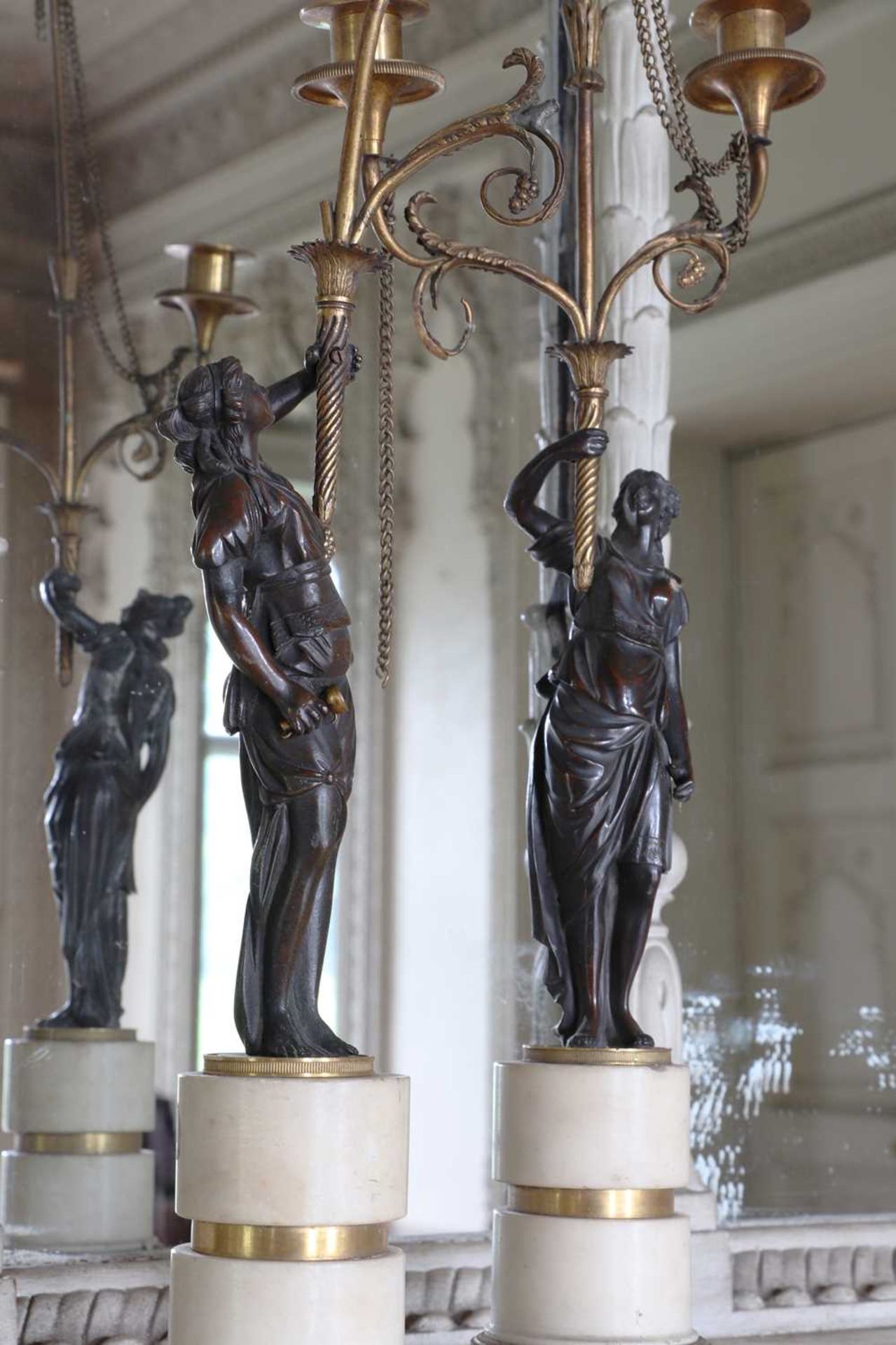 ☘ A pair of Regency gilt and patinated bronze candelabra, - Image 10 of 10