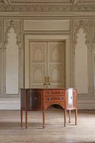 ☘ A George III-style mahogany bow-front sideboard,