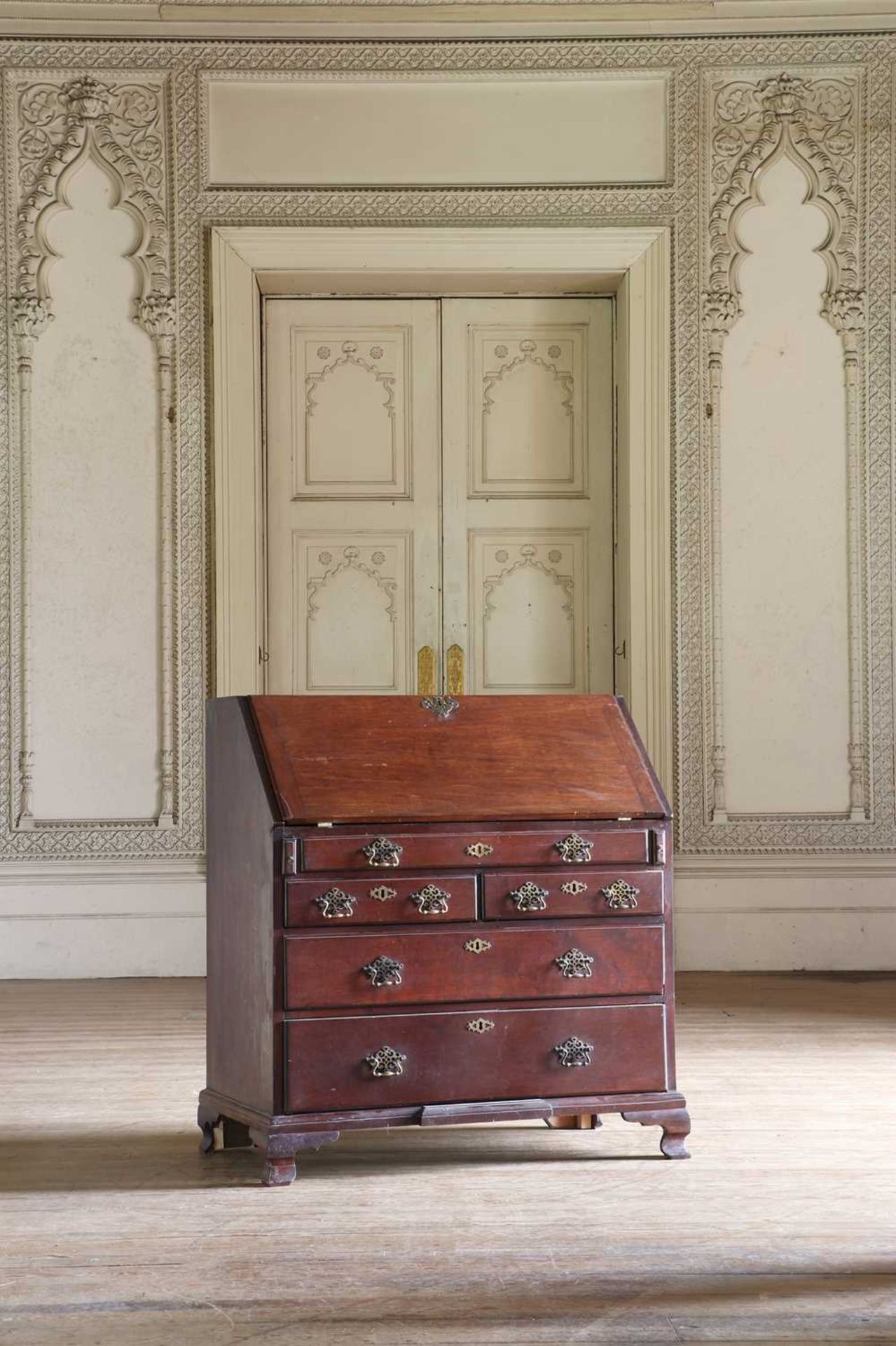 ☘ A George III mahogany bureau,