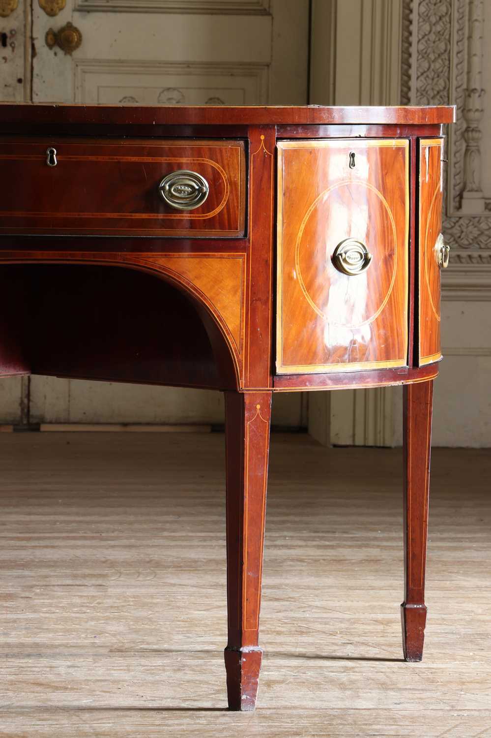 ☘ A George III-style mahogany bow-front sideboard, - Image 9 of 15