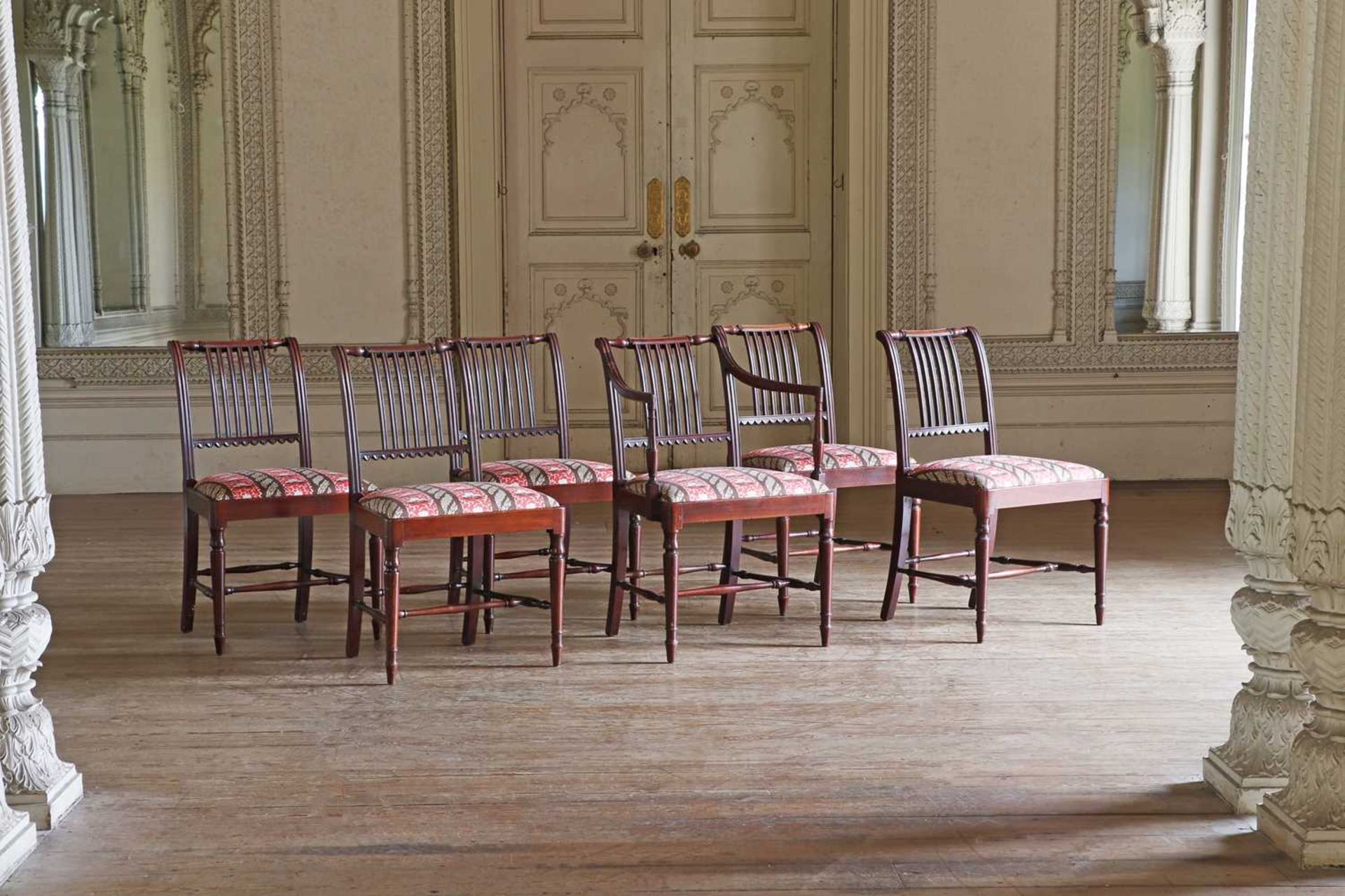 ☘ A set of six Regency rail-back dining chairs, - Bild 6 aus 13