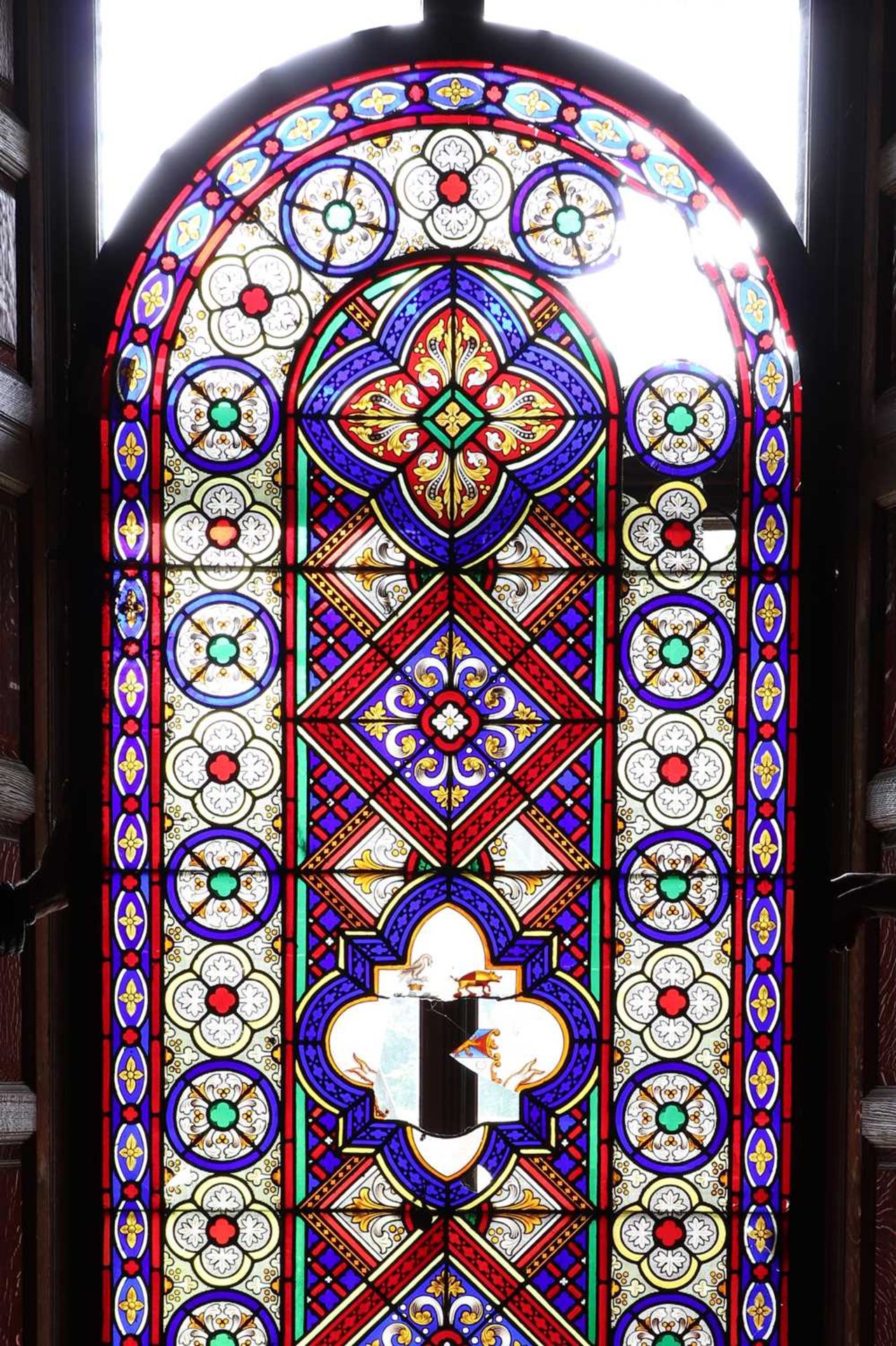 ☘ A Victorian Gothic Revival stained-glass window, - Image 3 of 21