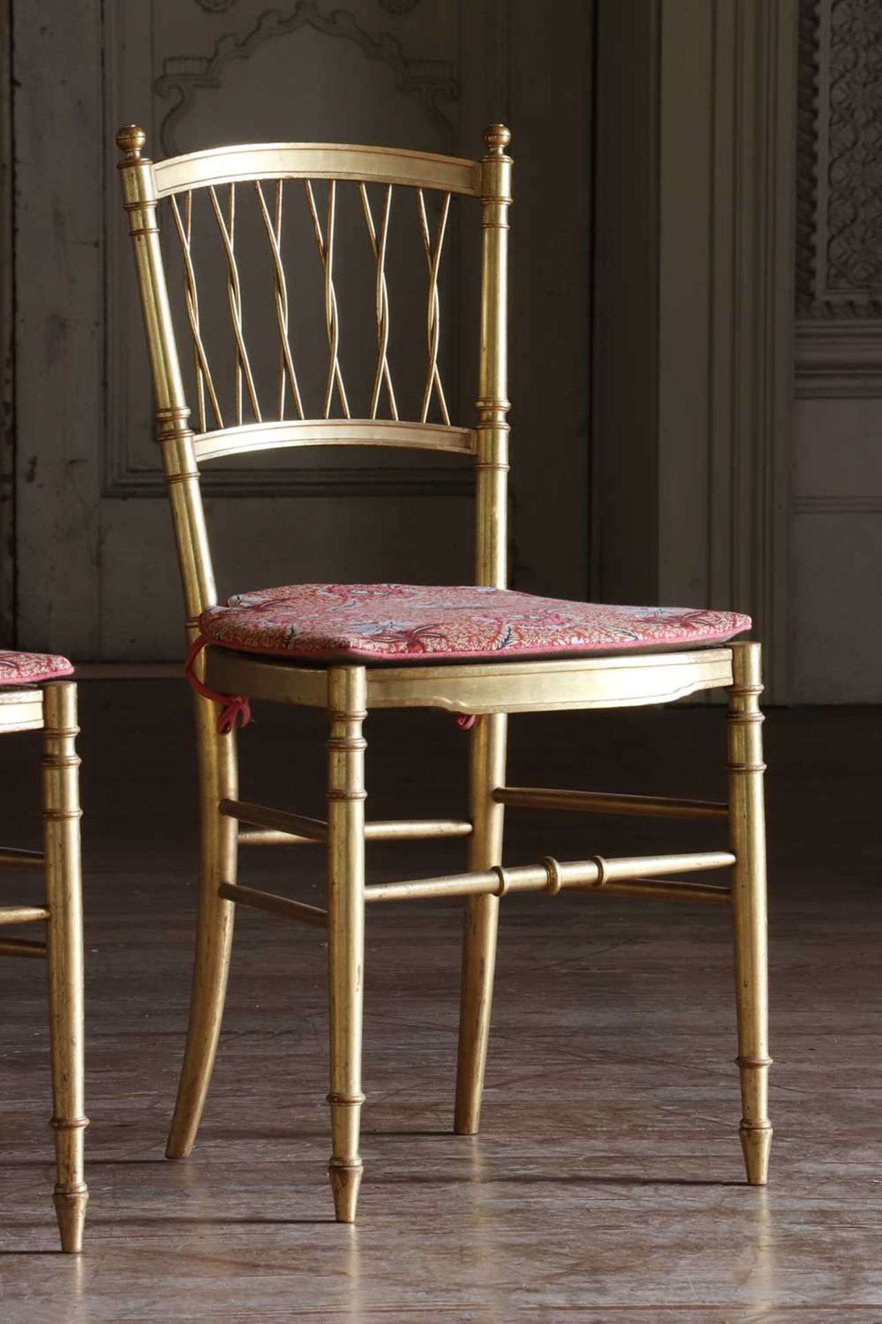 ☘ A set of twelve giltwood ballroom chairs, - Image 6 of 9