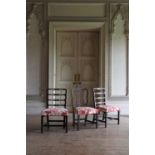 ☘ A pair of George III-style mahogany ladder-back dining chairs,