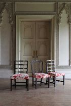 ☘ A pair of George III-style mahogany ladder-back dining chairs,