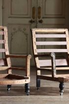 A matched pair of Victorian armchair frames,