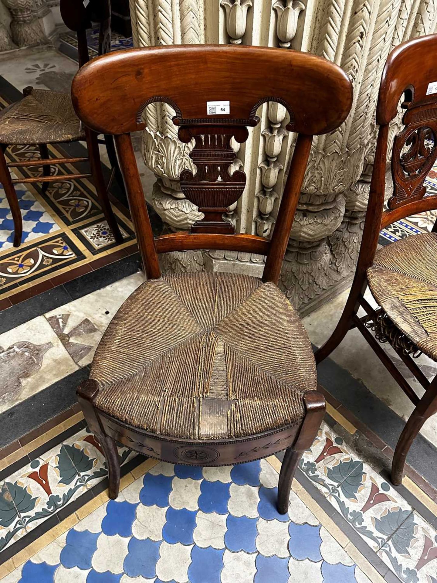 ☘ A set of four Biedermeier walnut bar-back armchairs, - Bild 10 aus 26