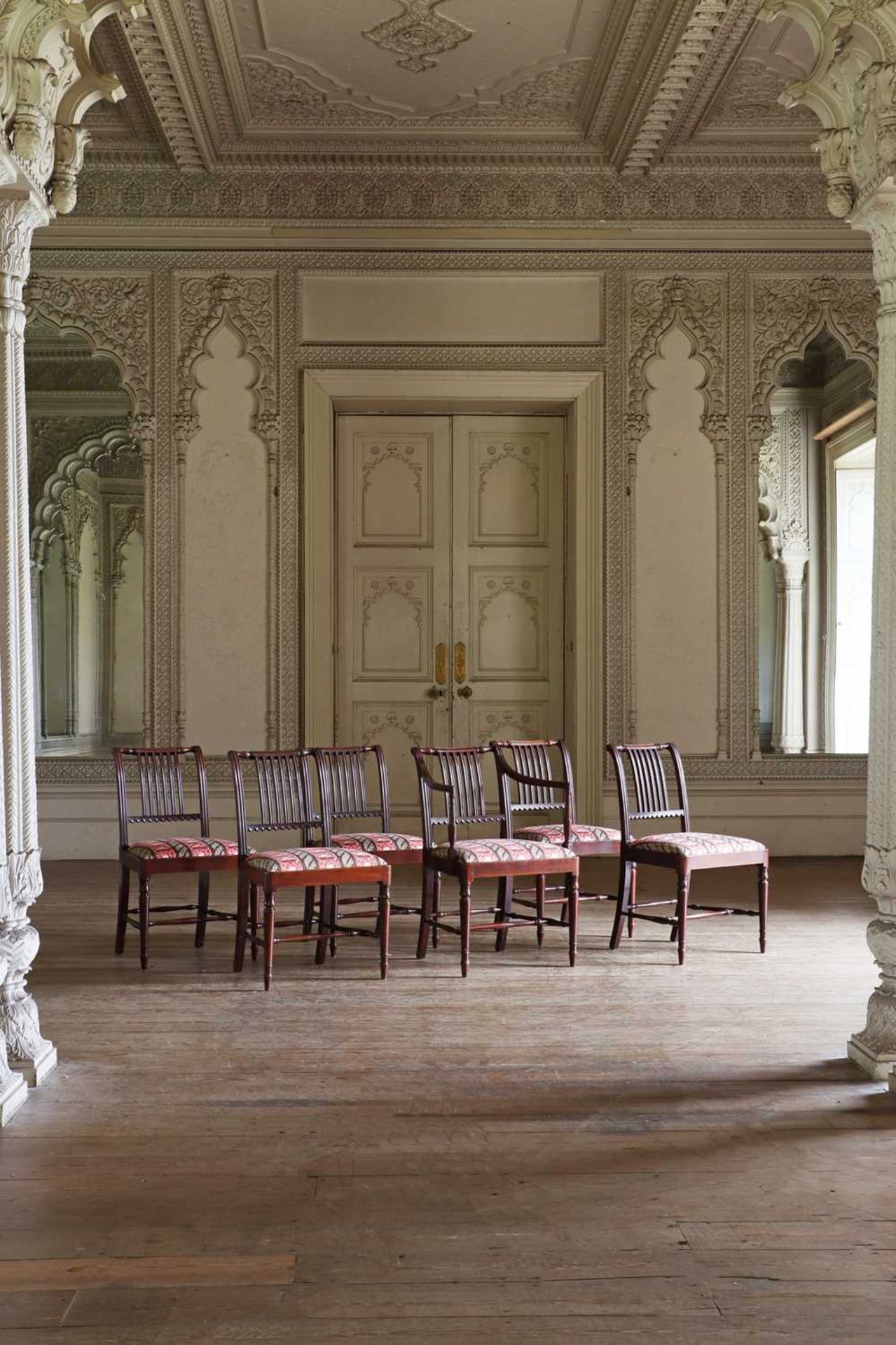 ☘ A set of six Regency rail-back dining chairs, - Bild 4 aus 13