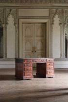 A Victorian walnut pedestal desk,