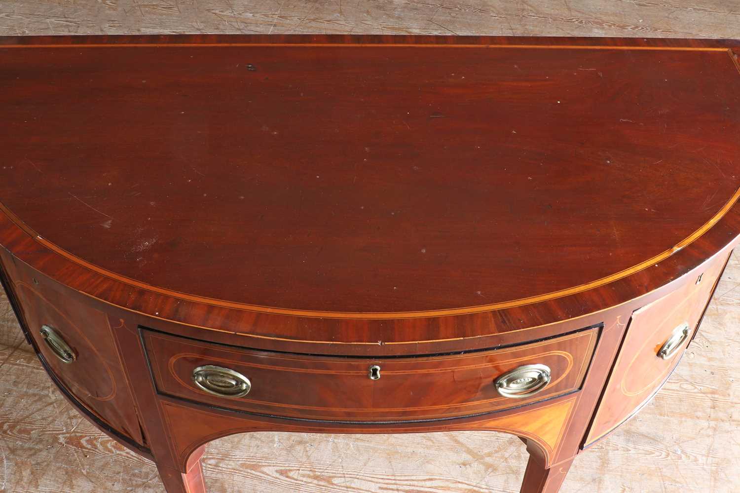 ☘ A George III-style mahogany bow-front sideboard, - Image 3 of 15