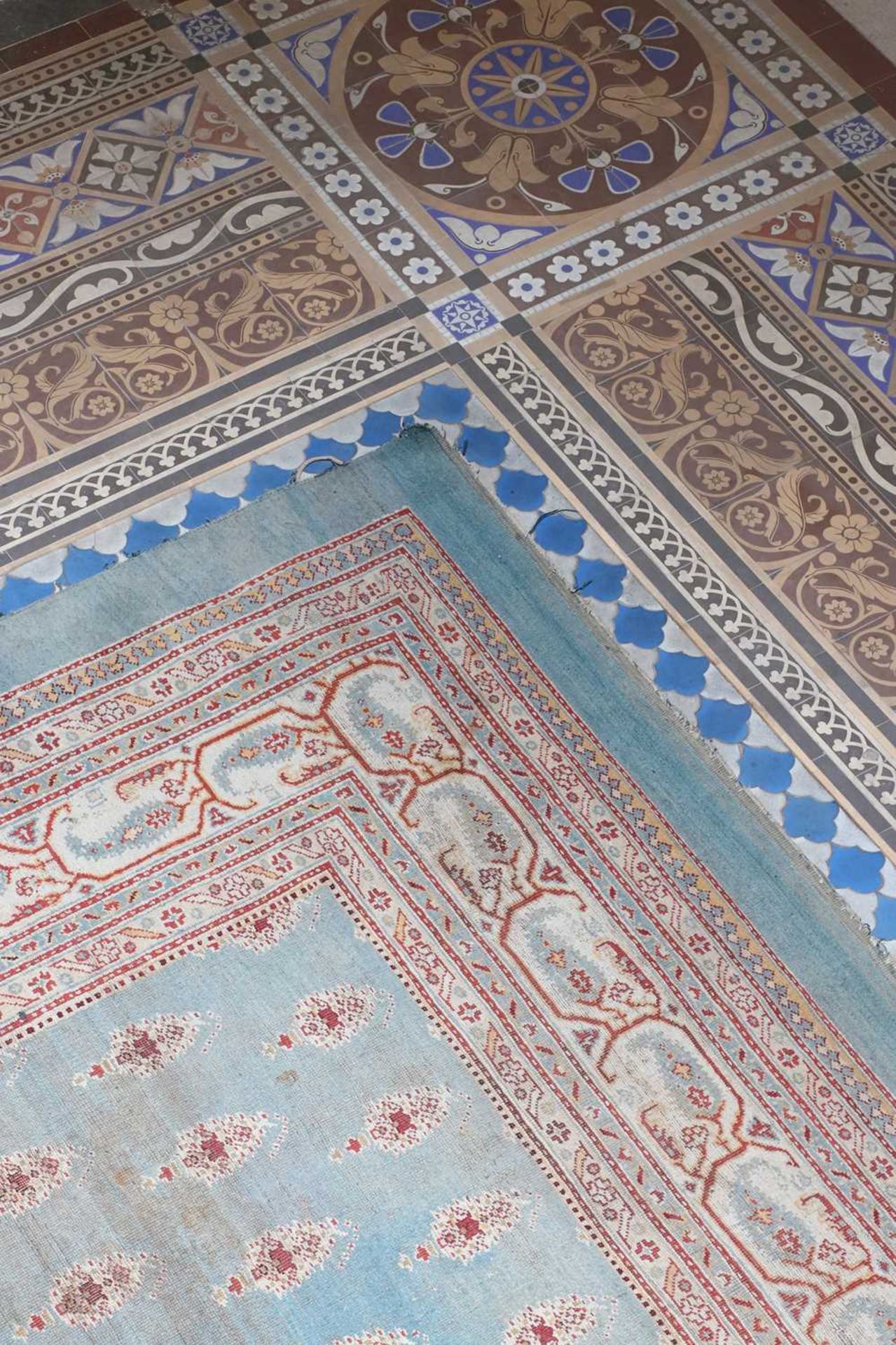 ☘ A large blue Amritsar carpet,
