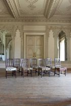 ☘ A matched set of six George III mahogany dining chairs,