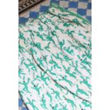 A pair of printed cotton interlined curtains,