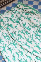 A pair of printed cotton interlined curtains,