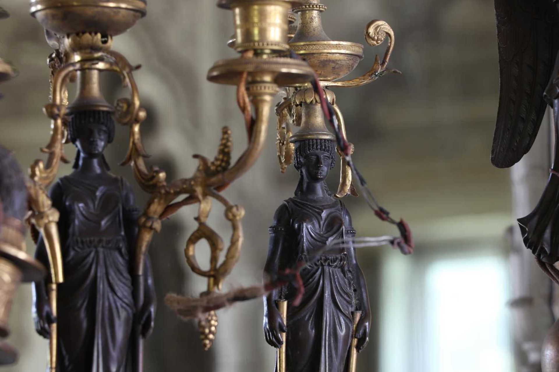 ☘ A pair of Regency gilt and patinated bronze candelabra, - Bild 2 aus 36