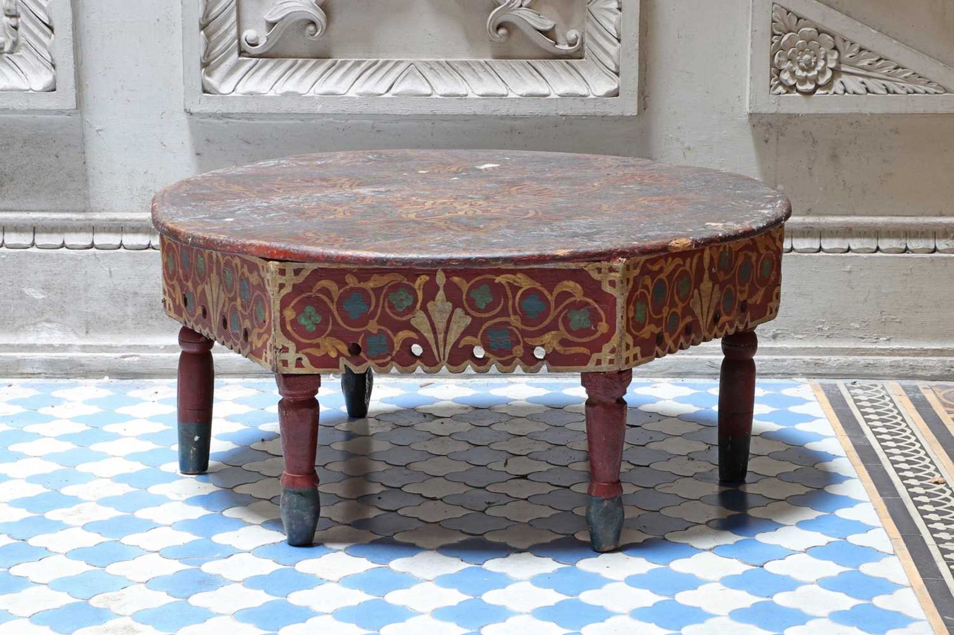 A painted table,